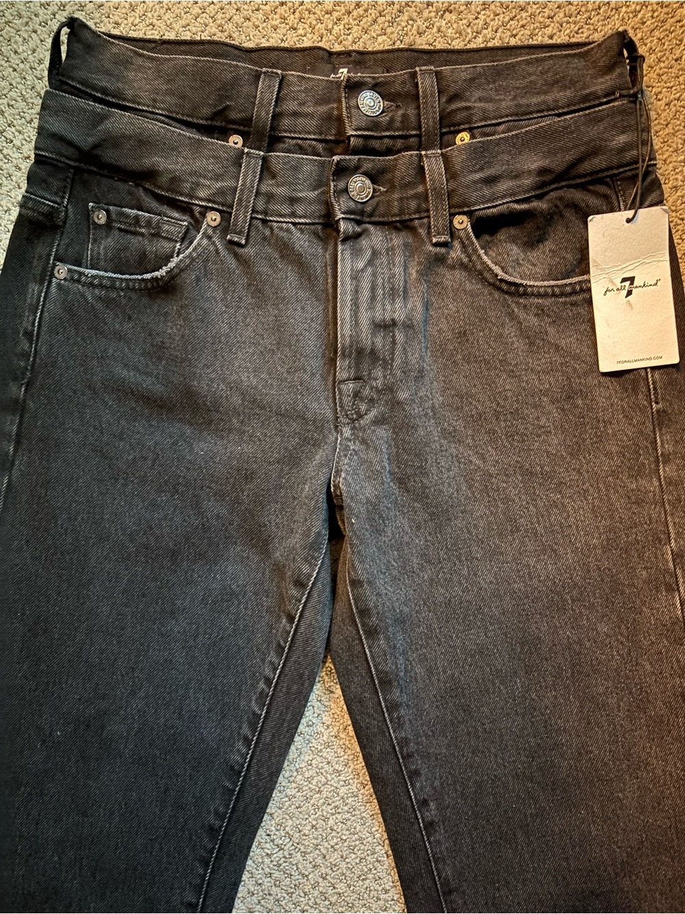 7 For All Mankind Women’s Charcoal Black Slim Jeans